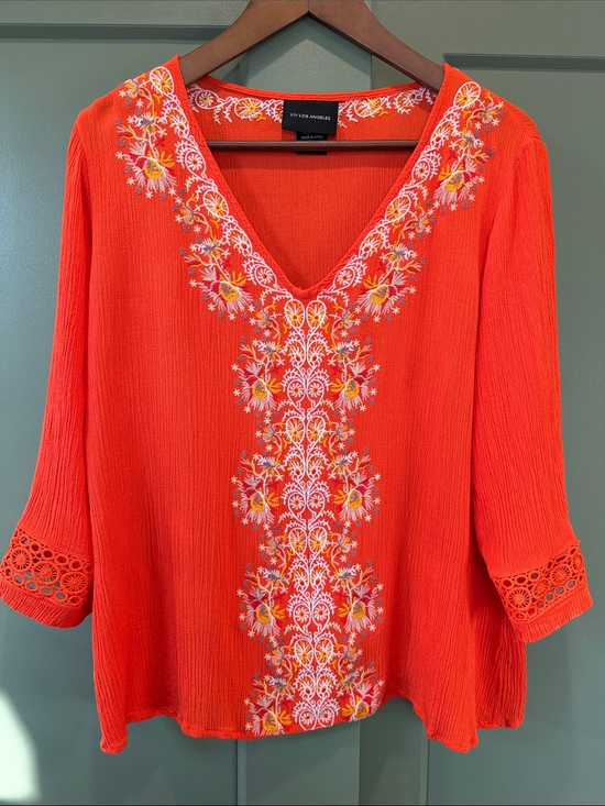 Liv Los Angeles Tops - Liv Los Angeles Embroidered V-Neck Top NWOT